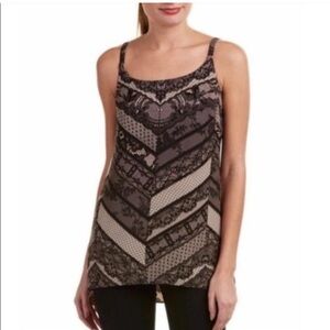 CAbi Black and Cream Lace Camisole Top